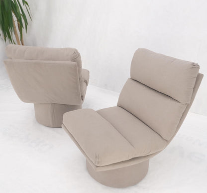 EstablishedLines Pair New Light Coffee to Grey Alcantera Upholstery Scoop Lounge Chairs SHARP!