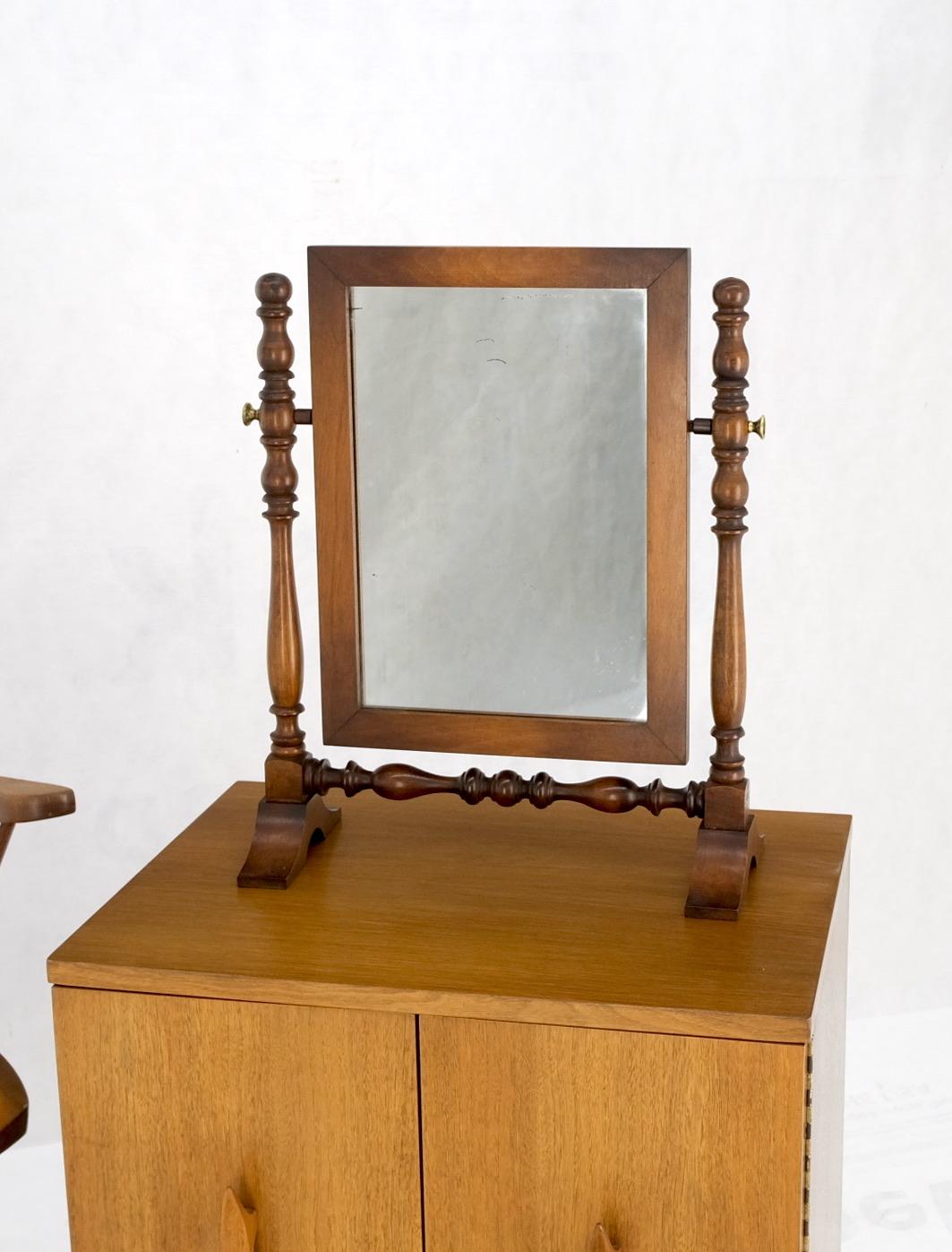 Country Style Brass & Colonial Maple Shaving Mirror Mint!