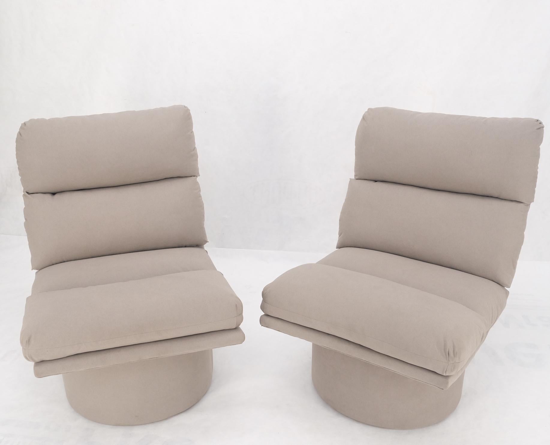 EstablishedLines Pair New Light Coffee to Grey Alcantera Upholstery Scoop Lounge Chairs SHARP!