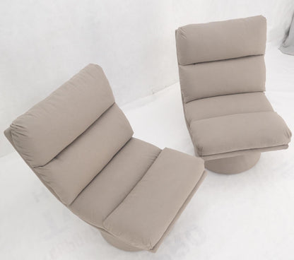 EstablishedLines Pair New Light Coffee to Grey Alcantera Upholstery Scoop Lounge Chairs SHARP!