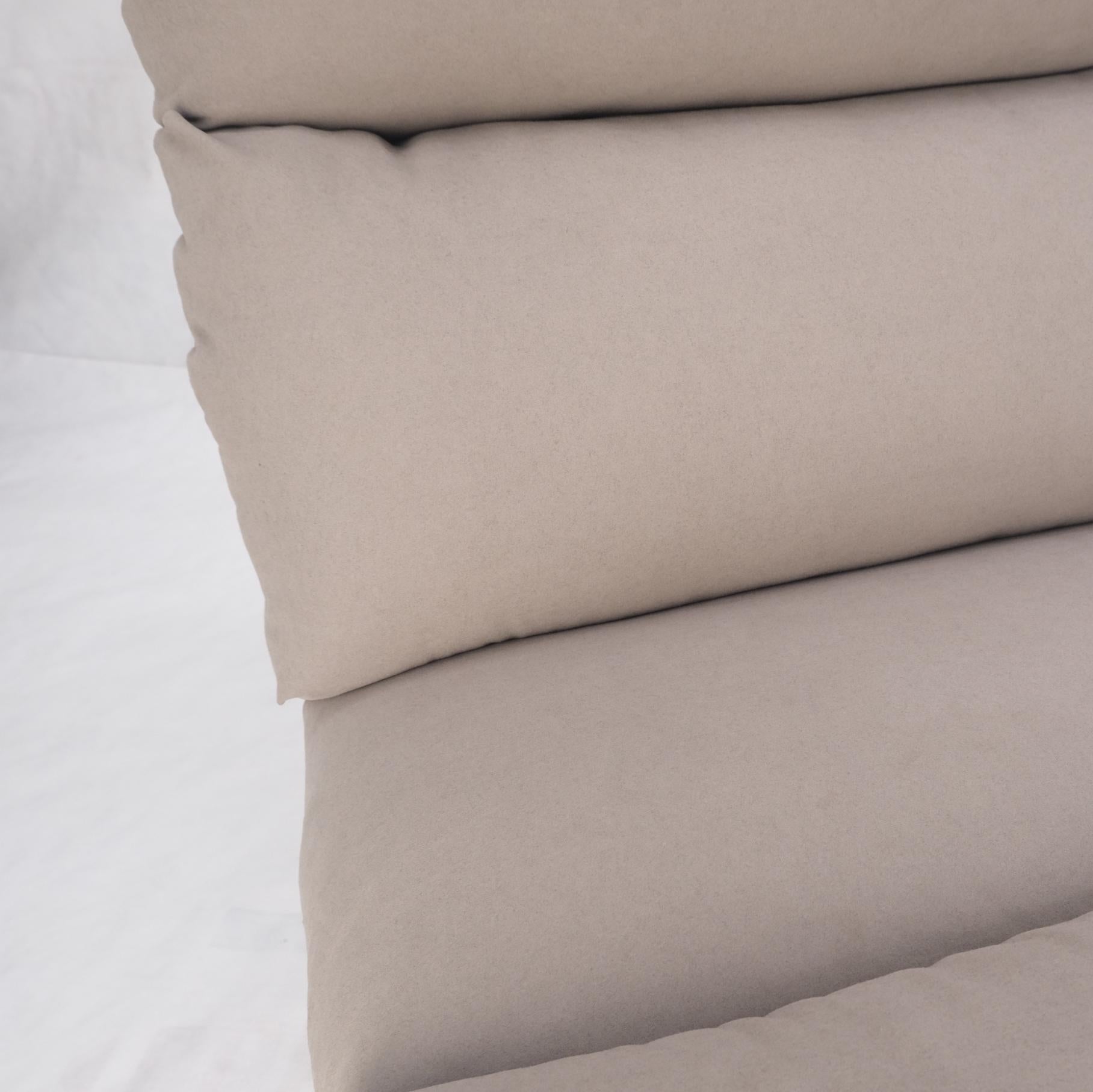 EstablishedLines Pair New Light Coffee to Grey Alcantera Upholstery Scoop Lounge Chairs SHARP!