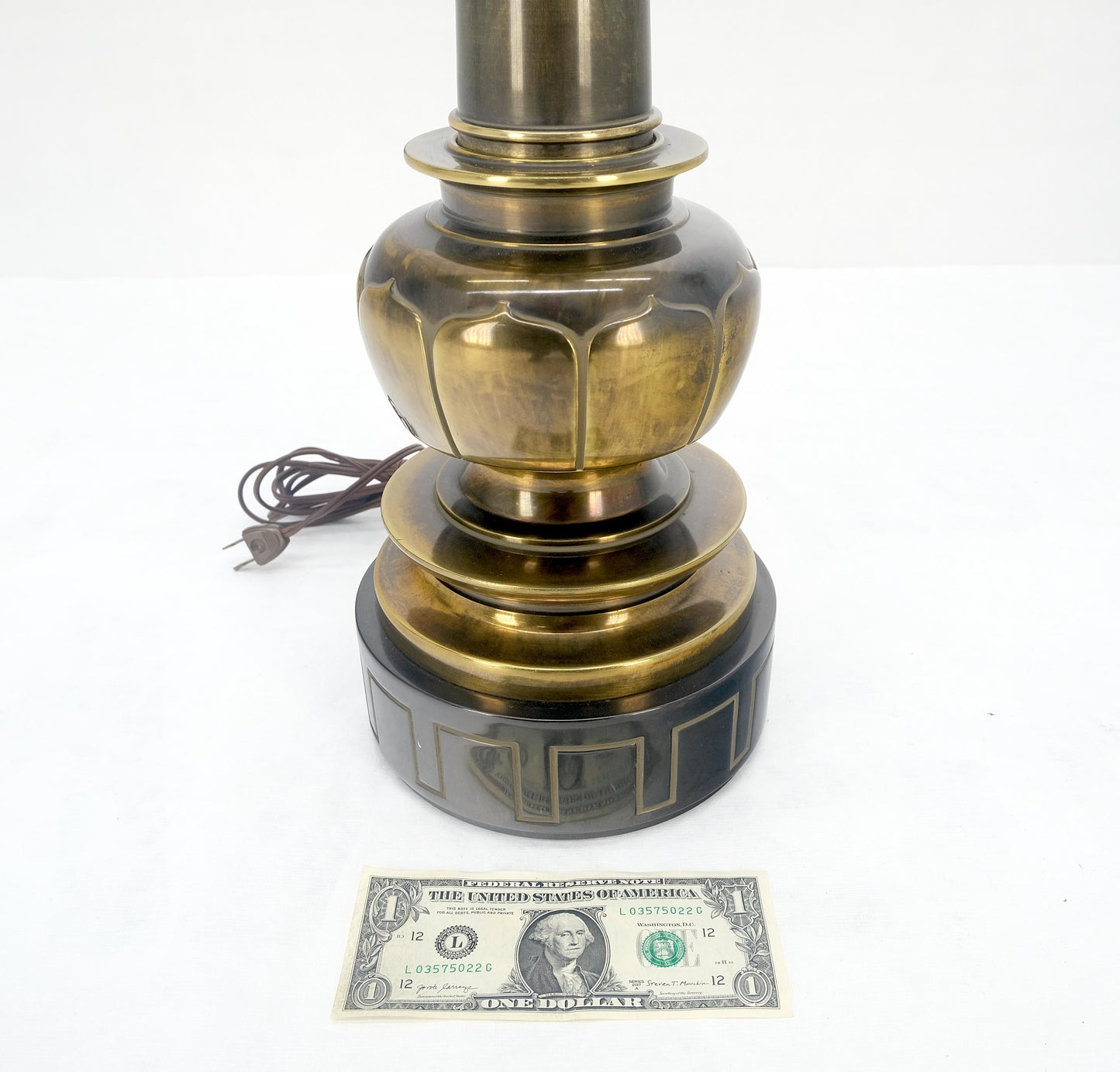 EstablishedLines Large Massive 40" Tall Patinated Brass Table Lamp by Stiffel Quality MINT
