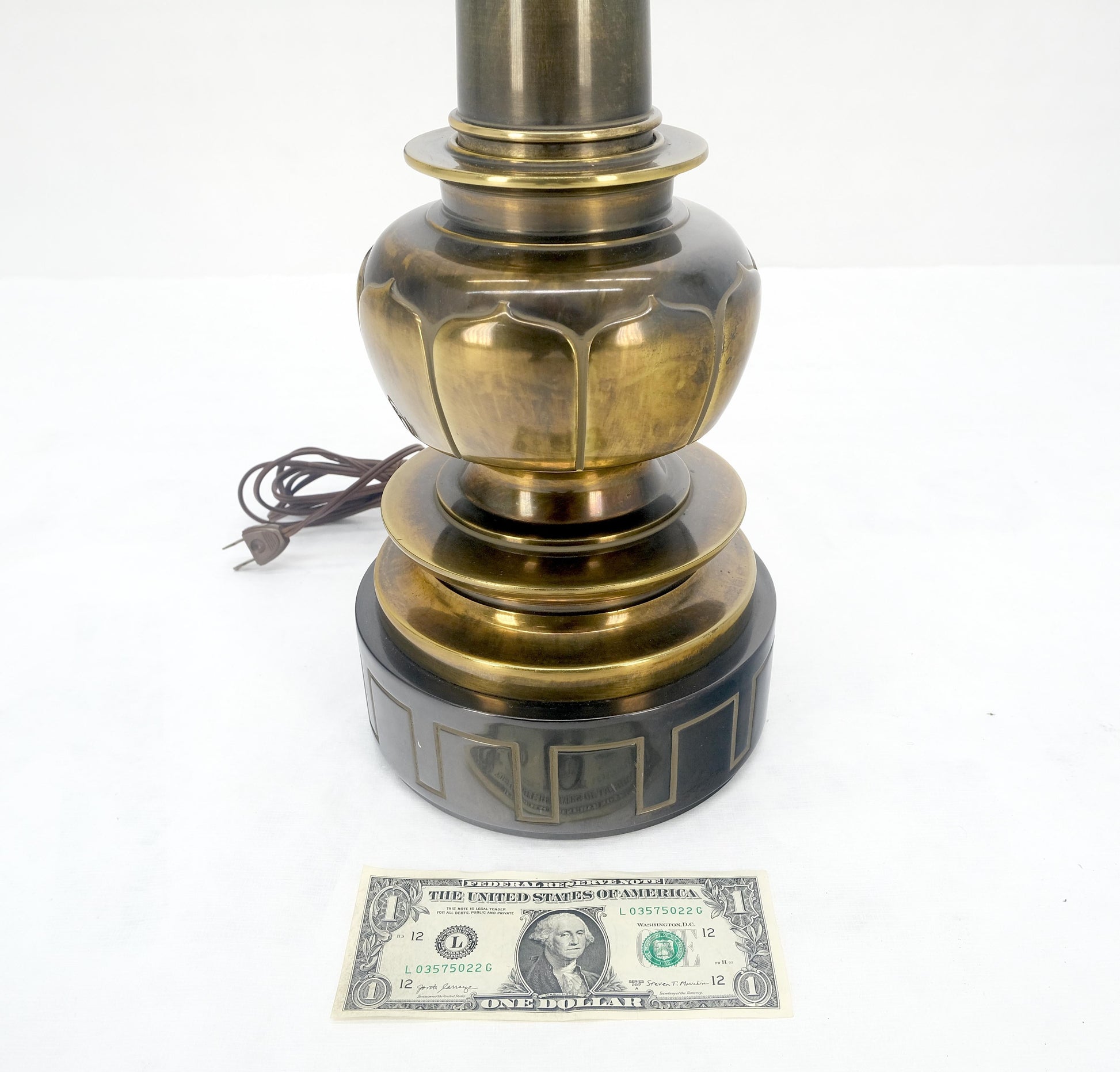EstablishedLines Large Massive 40" Tall Patinated Brass Table Lamp by Stiffel Quality MINT