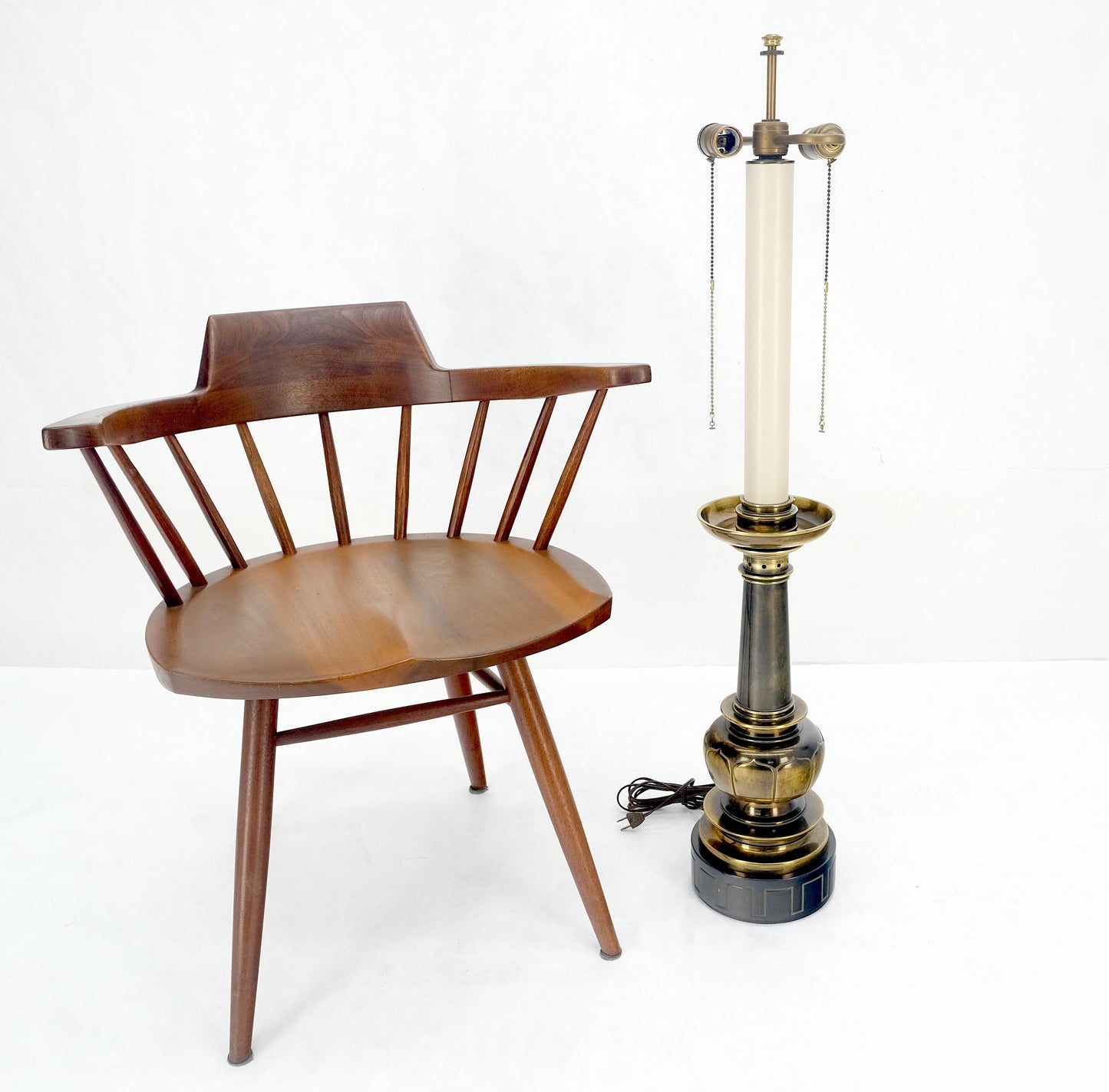 EstablishedLines Large Massive 40" Tall Patinated Brass Table Lamp by Stiffel Quality MINT