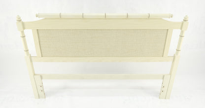 EstablishedLines Mid Century Modern Faux Bamboo Beige White Queen Size Headboard Bed MINT
