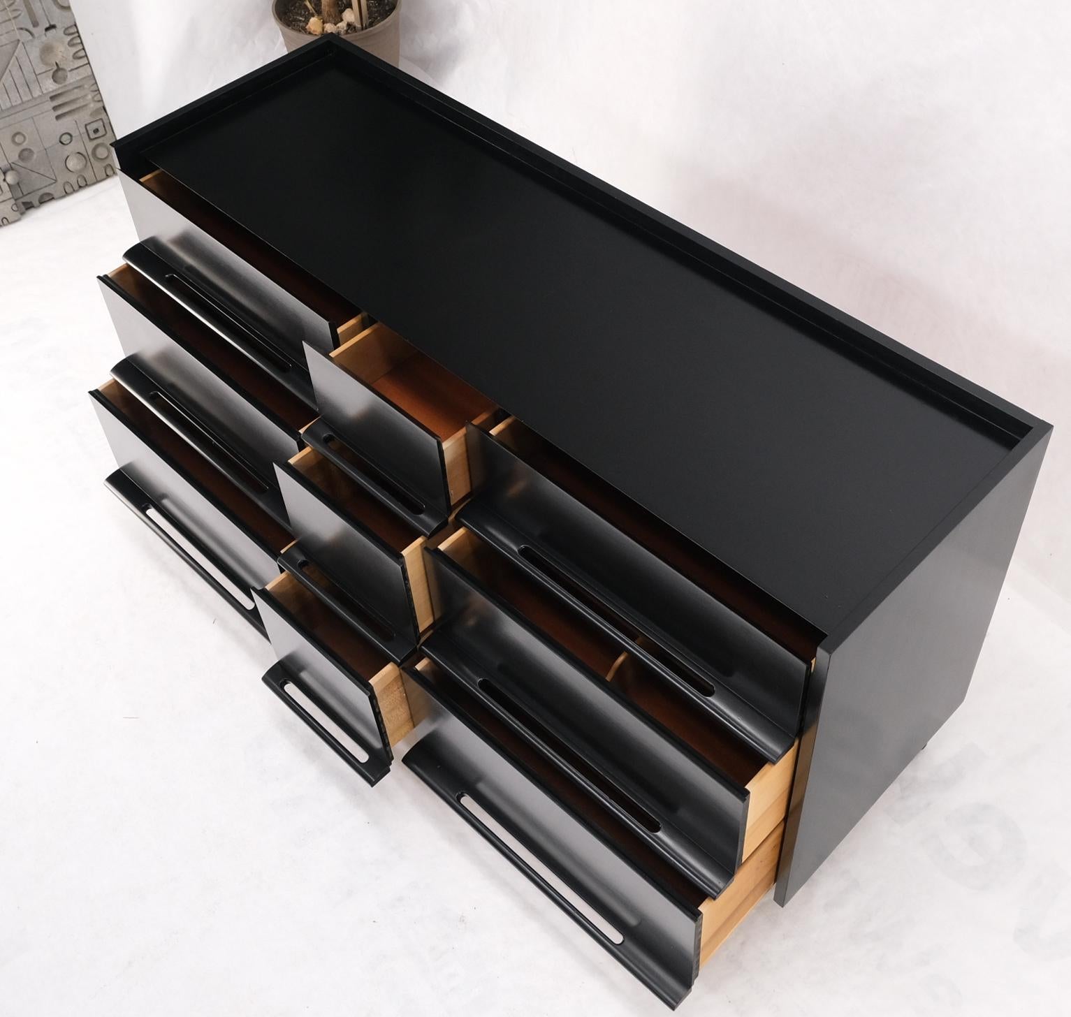 EstablishedLines Black Lacquer Ebonized Pieced Wood Pulls Gallery Top 9 Drawers Dresser Credenza