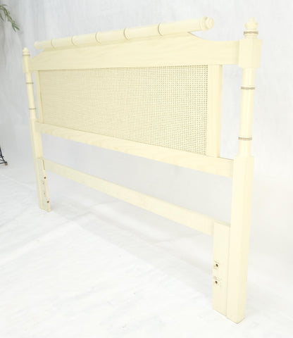 EstablishedLines Mid Century Modern Faux Bamboo Beige White Queen Size Headboard Bed MINT