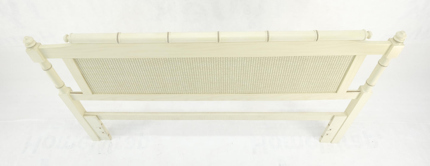 EstablishedLines Mid Century Modern Faux Bamboo Beige White Queen Size Headboard Bed MINT