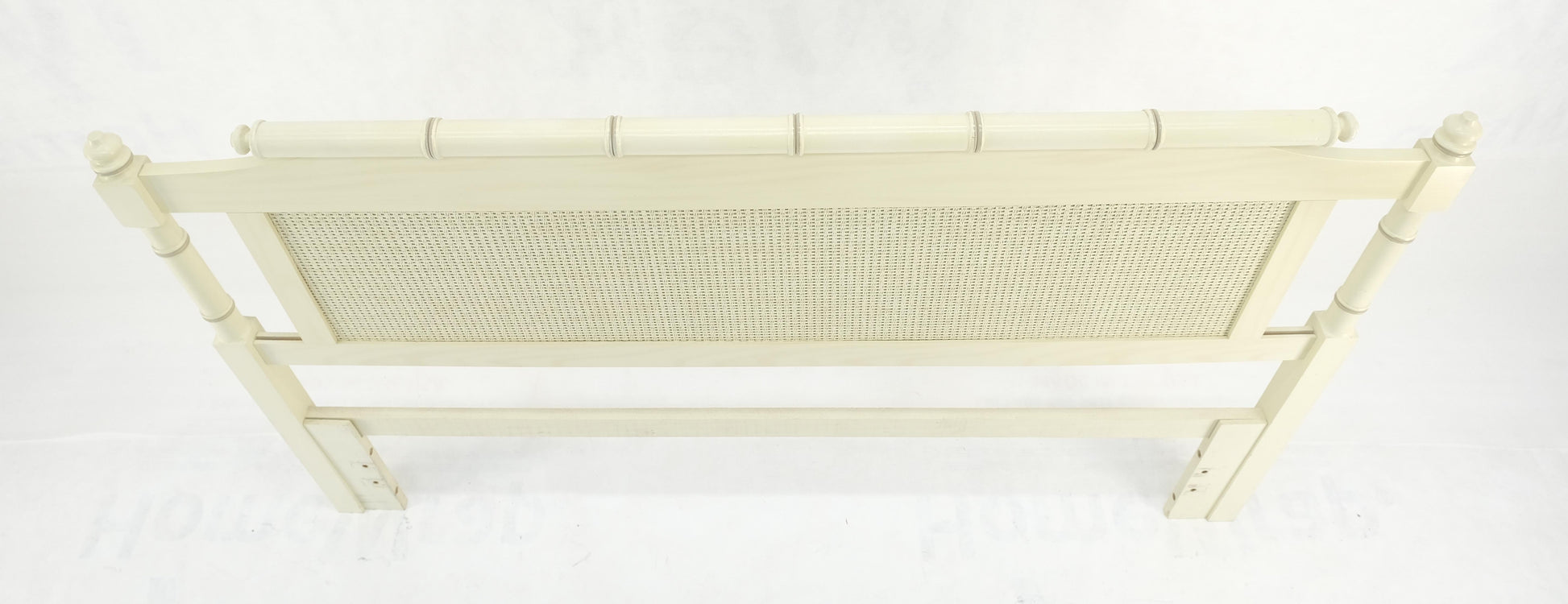 EstablishedLines Mid Century Modern Faux Bamboo Beige White Queen Size Headboard Bed MINT