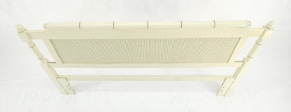 EstablishedLines Mid Century Modern Faux Bamboo Beige White Queen Size Headboard Bed MINT