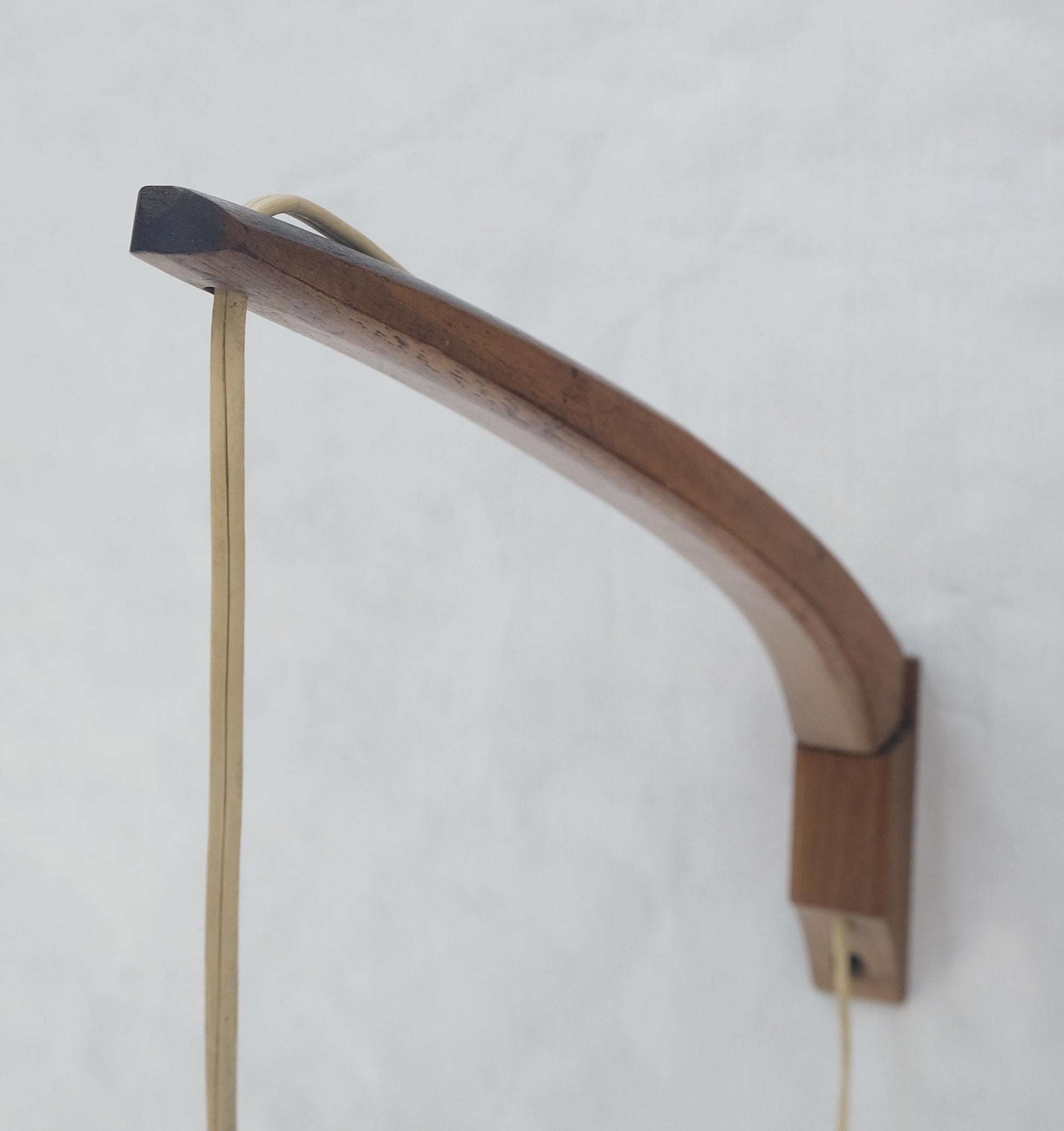 EstablishedLines Danish Mid Century Modern Fully Adjustable Teak Swing Scones Frost Glass Shade