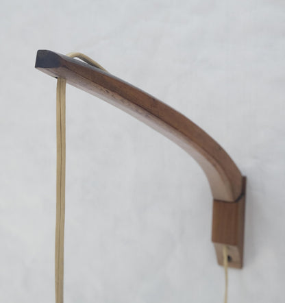 EstablishedLines Danish Mid Century Modern Fully Adjustable Teak Swing Scones Frost Glass Shade