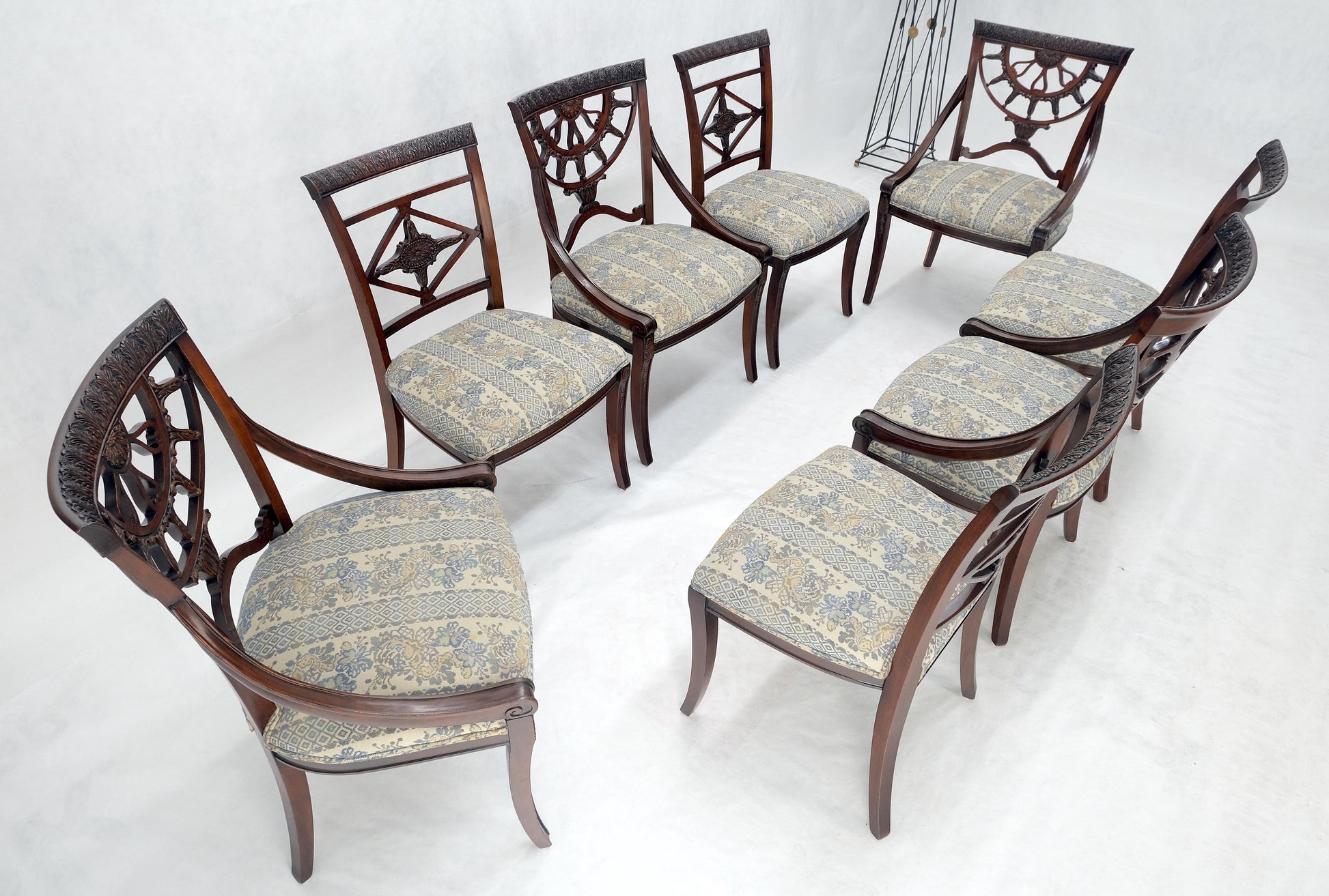 EstablishedLines Set of 8 Very Fine Carved Mahogany Dining Chairs MINT!