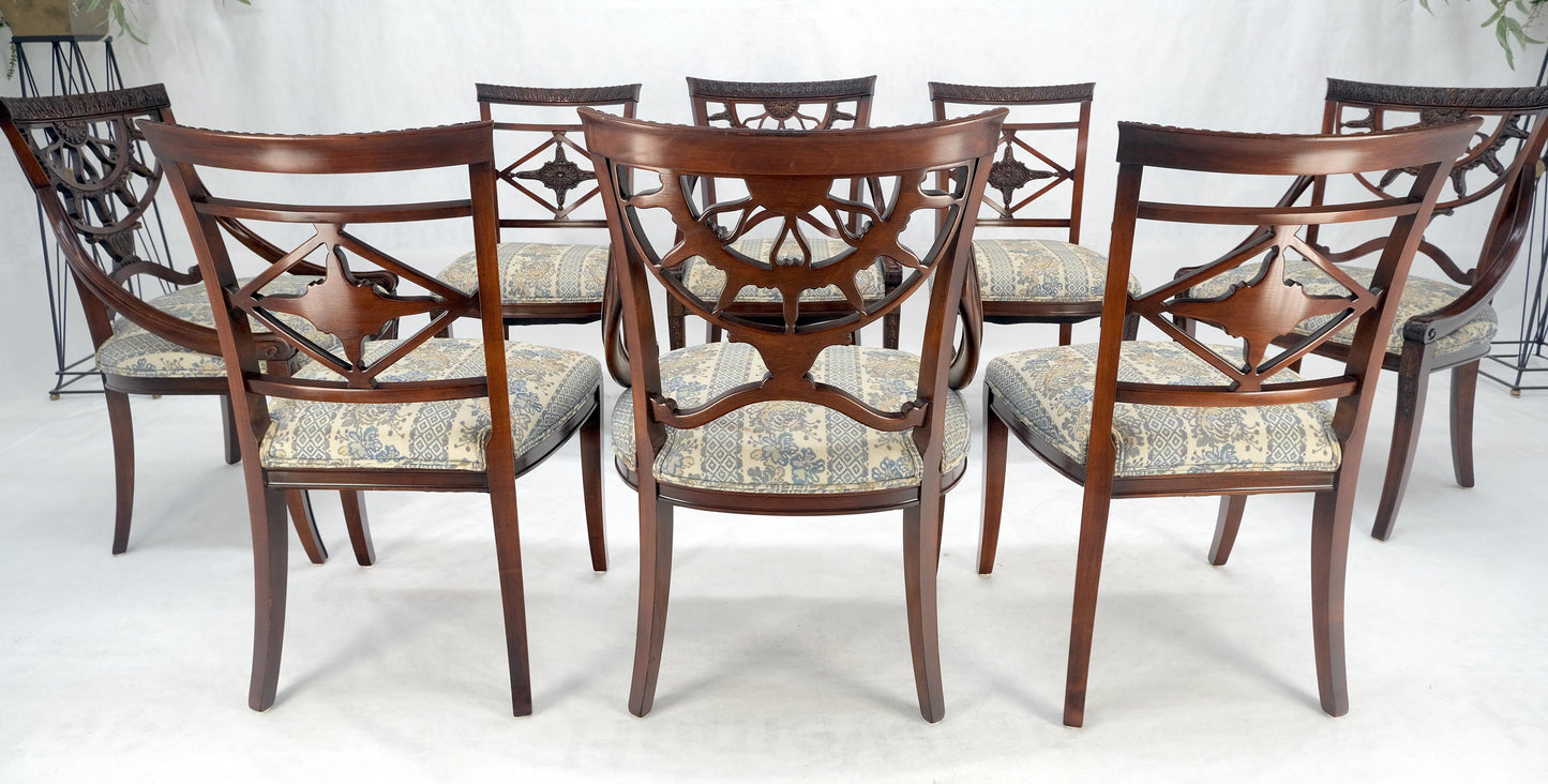 EstablishedLines Set of 8 Very Fine Carved Mahogany Dining Chairs MINT!