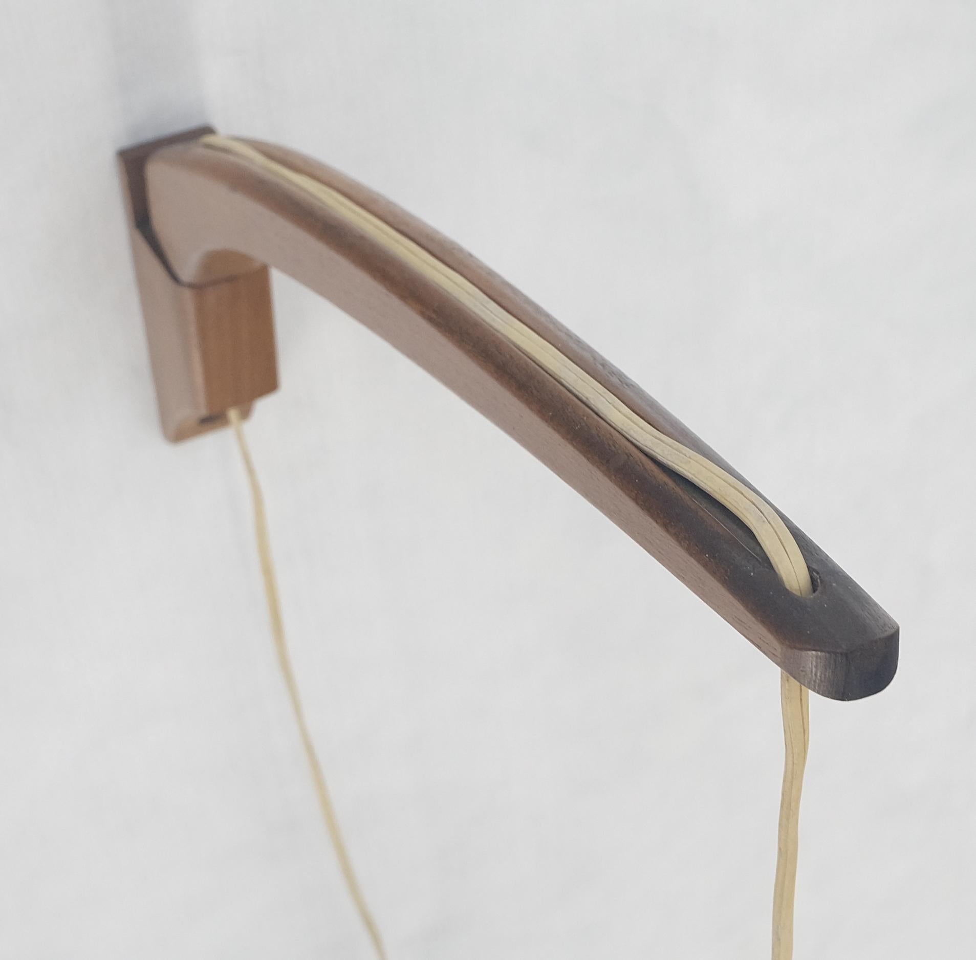 EstablishedLines Danish Mid Century Modern Fully Adjustable Teak Swing Scones Frost Glass Shade