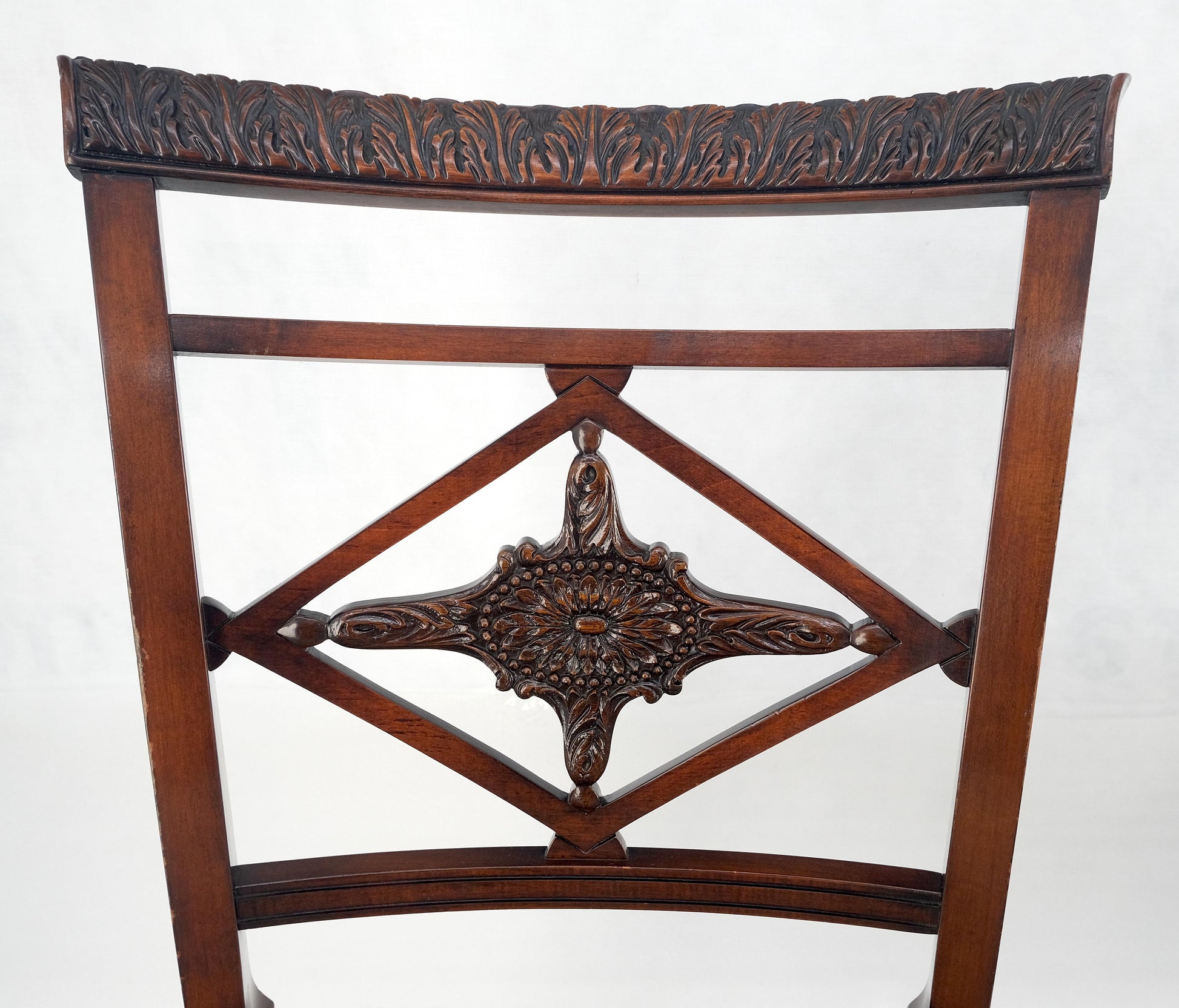 EstablishedLines Set of 8 Very Fine Carved Mahogany Dining Chairs MINT!