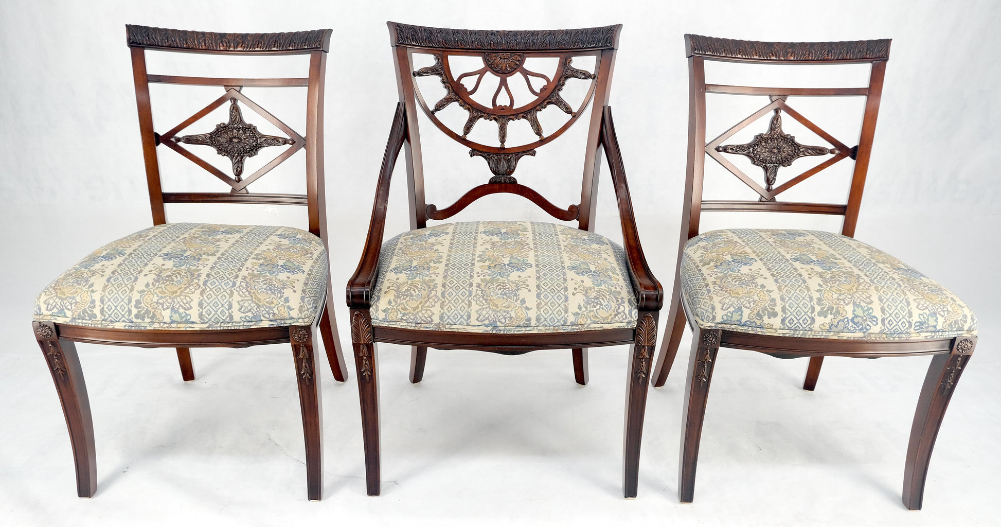 EstablishedLines Set of 8 Very Fine Carved Mahogany Dining Chairs MINT!