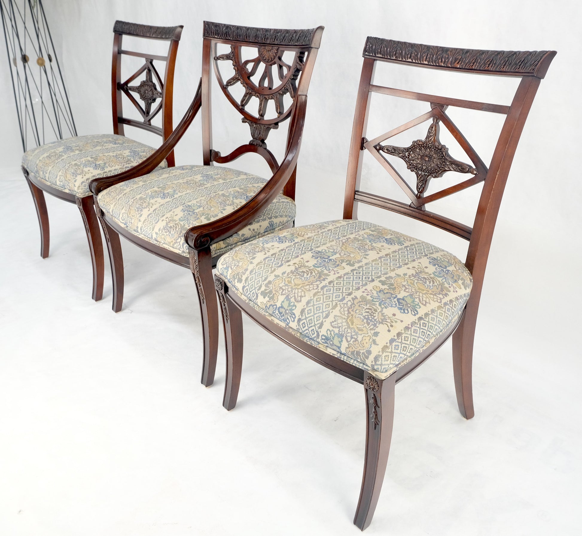 EstablishedLines Set of 8 Very Fine Carved Mahogany Dining Chairs MINT!