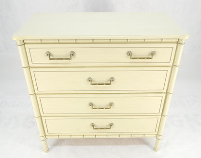 EstablishedLines Faux Bamboo Beige White Lacquer 4 Drawers Bachelor Chest Dresser MINT!