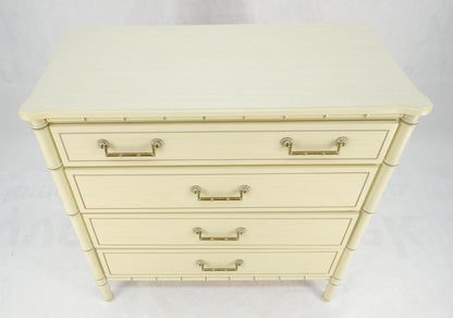 EstablishedLines Faux Bamboo Beige White Lacquer 4 Drawers Bachelor Chest Dresser MINT!