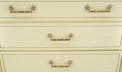 EstablishedLines Faux Bamboo Beige White Lacquer 4 Drawers Bachelor Chest Dresser MINT!