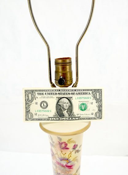 EstablishedLines Pair of 39" Tall Ceramic Hand Painted Round Tower Shape Table Lamps w/ Shades