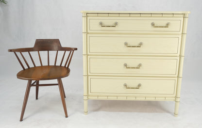 EstablishedLines Faux Bamboo Beige White Lacquer 4 Drawers Bachelor Chest Dresser MINT!