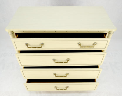 EstablishedLines Faux Bamboo Beige White Lacquer 4 Drawers Bachelor Chest Dresser MINT!