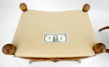 EstablishedLines Pair of New Linen Upholstery French Empire Style Ball Finials Benches MINT!