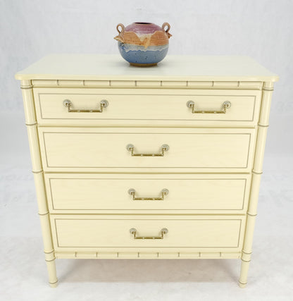EstablishedLines Faux Bamboo Beige White Lacquer 4 Drawers Bachelor Chest Dresser MINT!