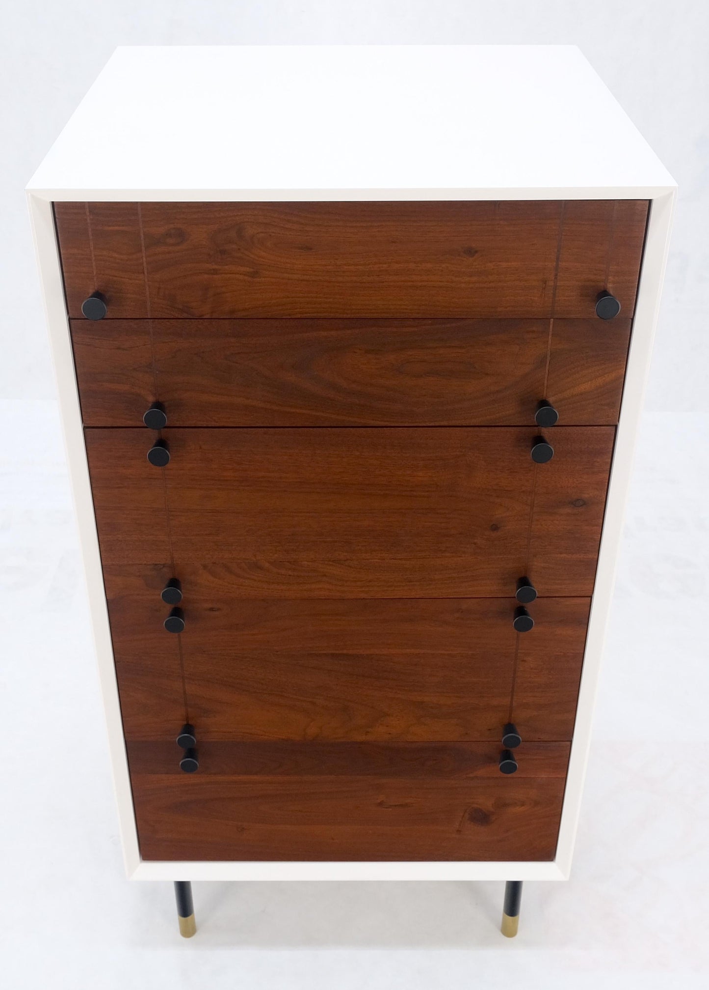 Two Tone 47" Tall White Bedroom Dresser 5 Walnut Drawers