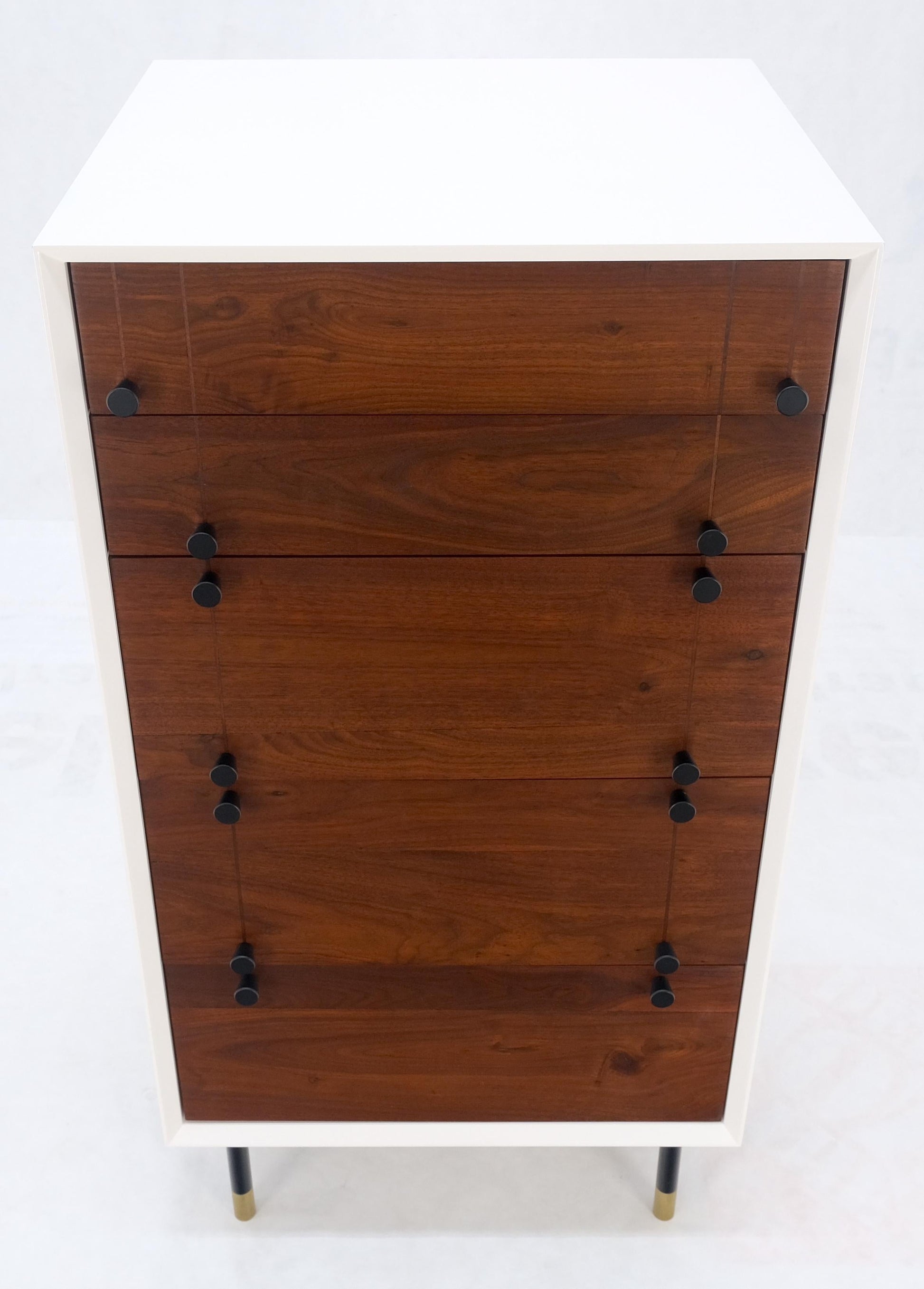 Two Tone 47" Tall White Bedroom Dresser 5 Walnut Drawers