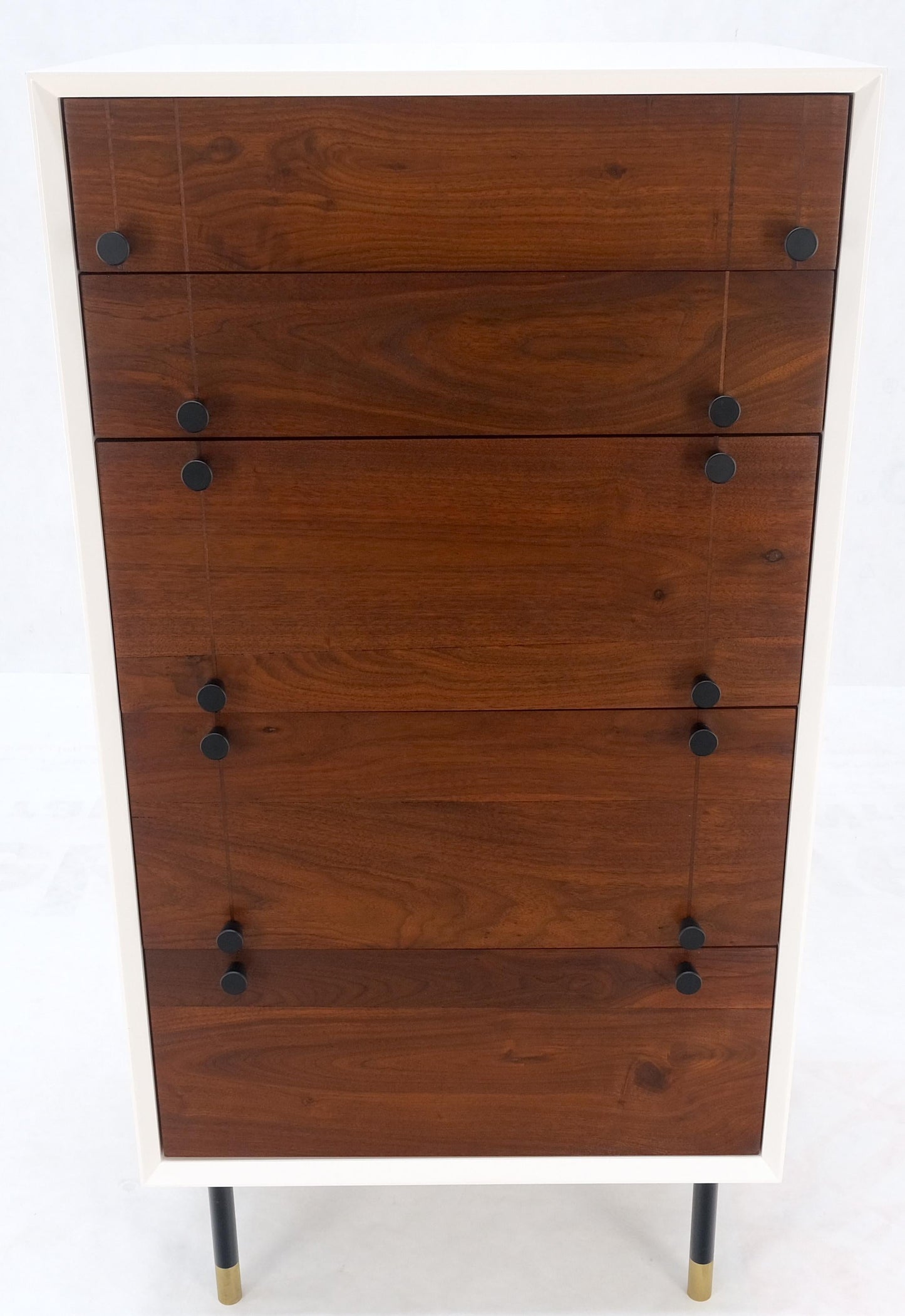 Two Tone 47" Tall White Bedroom Dresser 5 Walnut Drawers