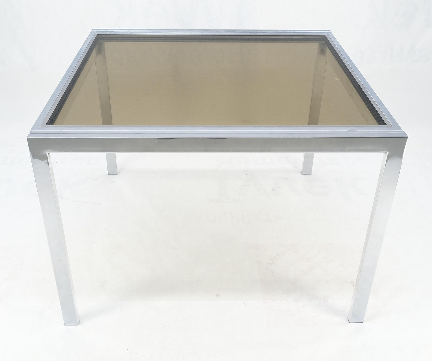 EstablishedLines Flip Top 40" Square Crome Base Smoked Glass Top Dining Table 84" Extended Clean!