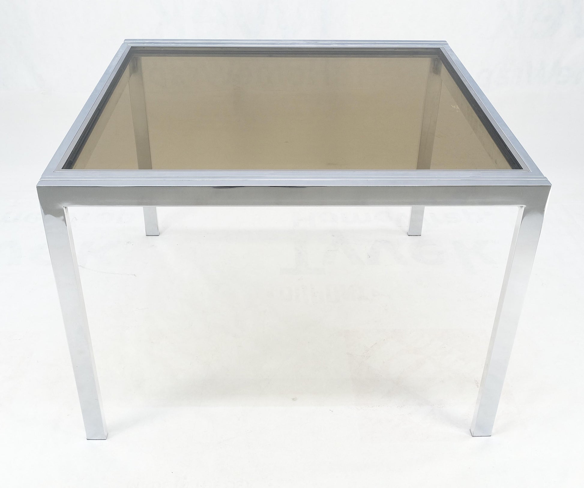 EstablishedLines Flip Top 40" Square Crome Base Smoked Glass Top Dining Table 84" Extended Clean!