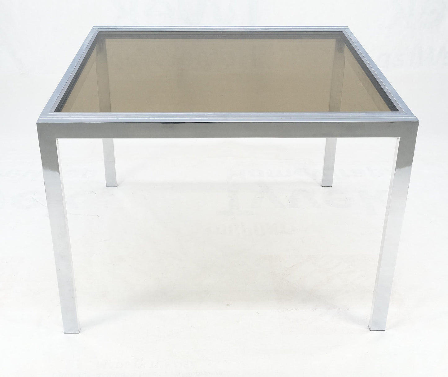 EstablishedLines Flip Top 40" Square Crome Base Smoked Glass Top Dining Table 84" Extended Clean!