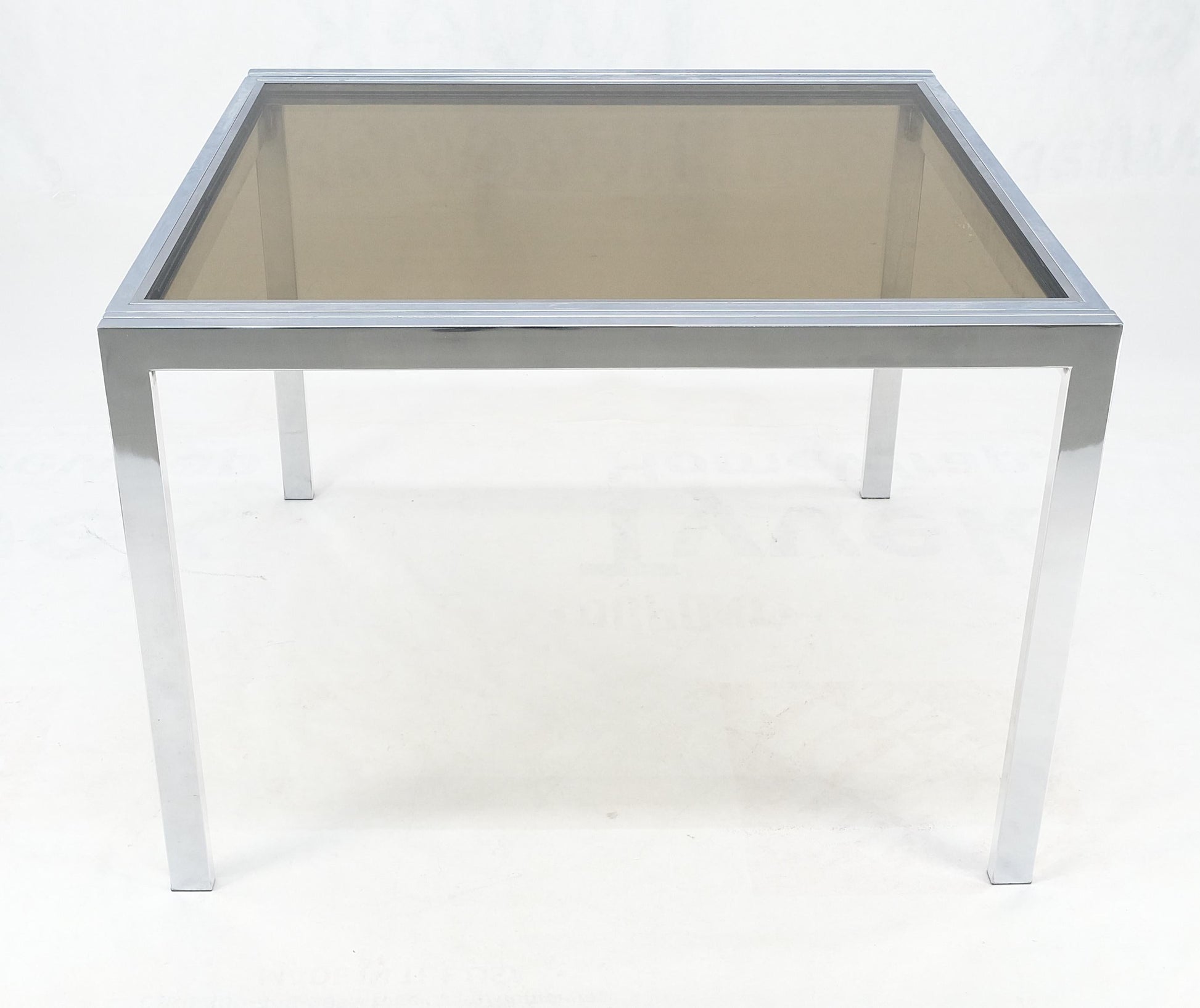EstablishedLines Flip Top 40" Square Crome Base Smoked Glass Top Dining Table 84" Extended Clean!