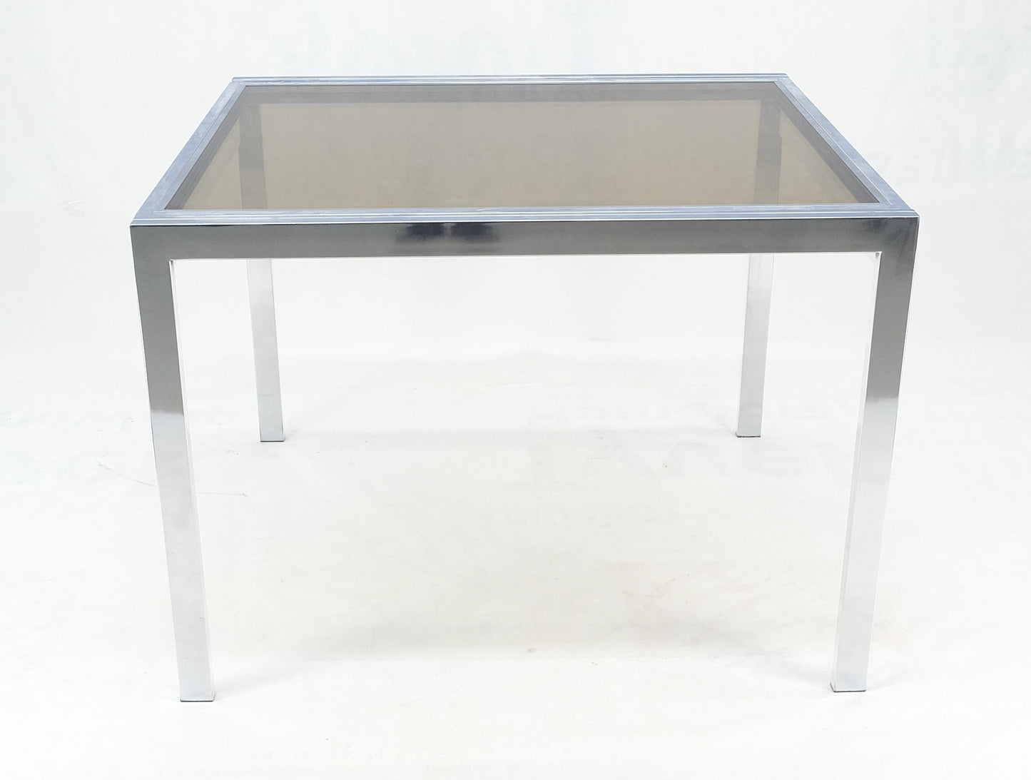 EstablishedLines Flip Top 40" Square Crome Base Smoked Glass Top Dining Table 84" Extended Clean!