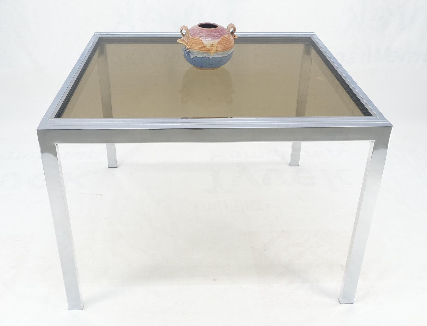 EstablishedLines Flip Top 40" Square Crome Base Smoked Glass Top Dining Table 84" Extended Clean!
