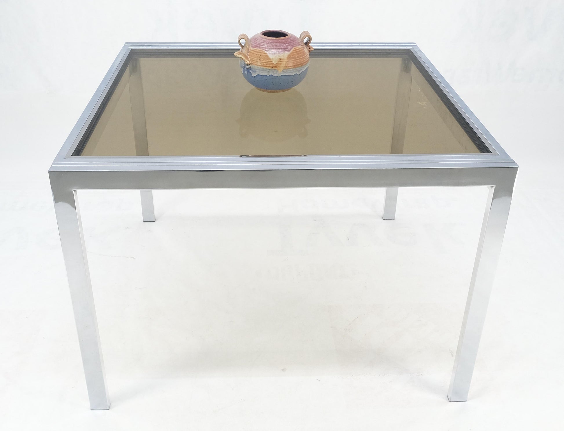 EstablishedLines Flip Top 40" Square Crome Base Smoked Glass Top Dining Table 84" Extended Clean!
