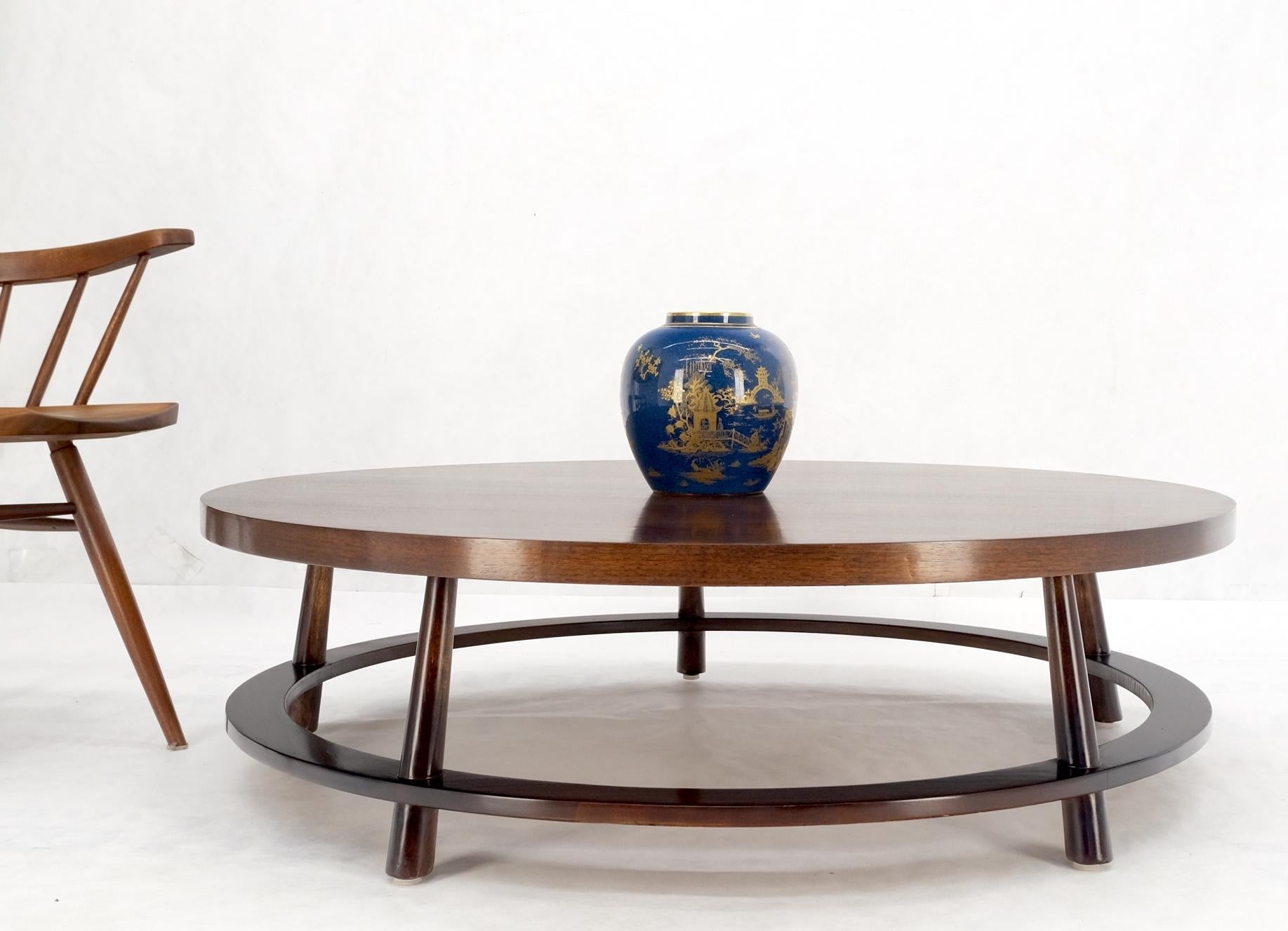 EstablishedLines Gibbings for Widdicomb Mid-Century Modern Round Walnut Coffee Table Tapered Legs
