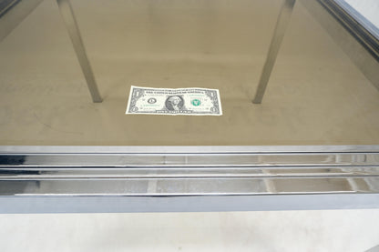 EstablishedLines Flip Top 40" Square Crome Base Smoked Glass Top Dining Table 84" Extended Clean!