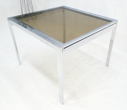 EstablishedLines Flip Top 40" Square Crome Base Smoked Glass Top Dining Table 84" Extended Clean!