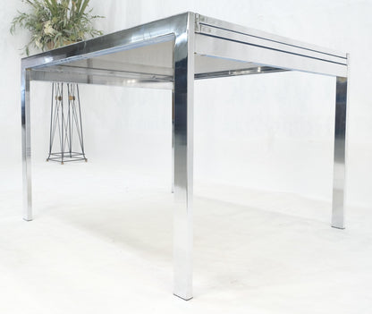 EstablishedLines Flip Top 40" Square Crome Base Smoked Glass Top Dining Table 84" Extended Clean!