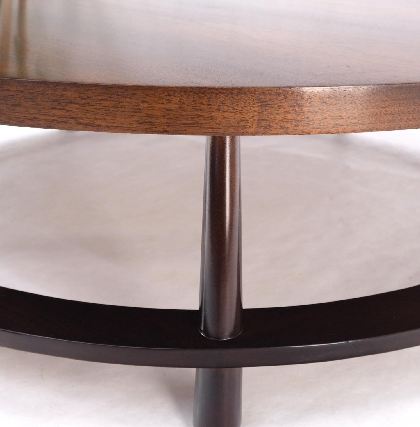 EstablishedLines Gibbings for Widdicomb Mid-Century Modern Round Walnut Coffee Table Tapered Legs