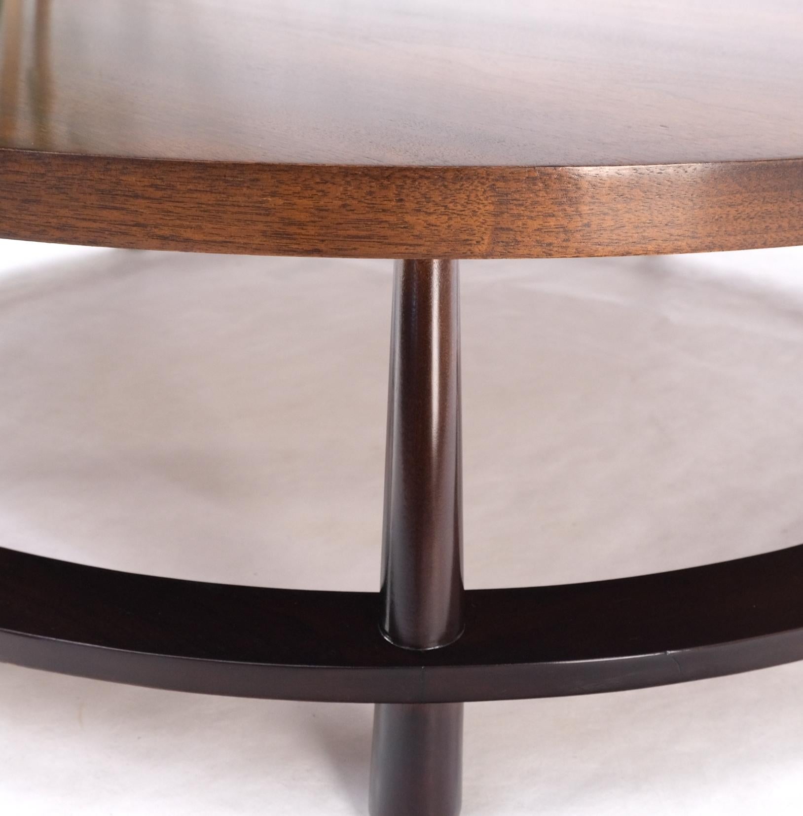 EstablishedLines Gibbings for Widdicomb Mid-Century Modern Round Walnut Coffee Table Tapered Legs