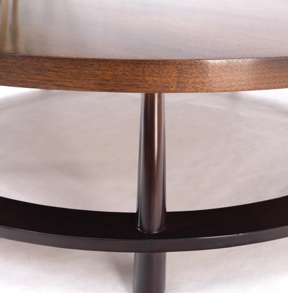 EstablishedLines Gibbings for Widdicomb Mid-Century Modern Round Walnut Coffee Table Tapered Legs