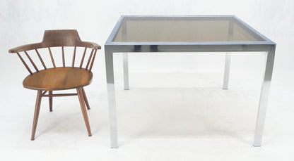 EstablishedLines Flip Top 40" Square Crome Base Smoked Glass Top Dining Table 84" Extended Clean!