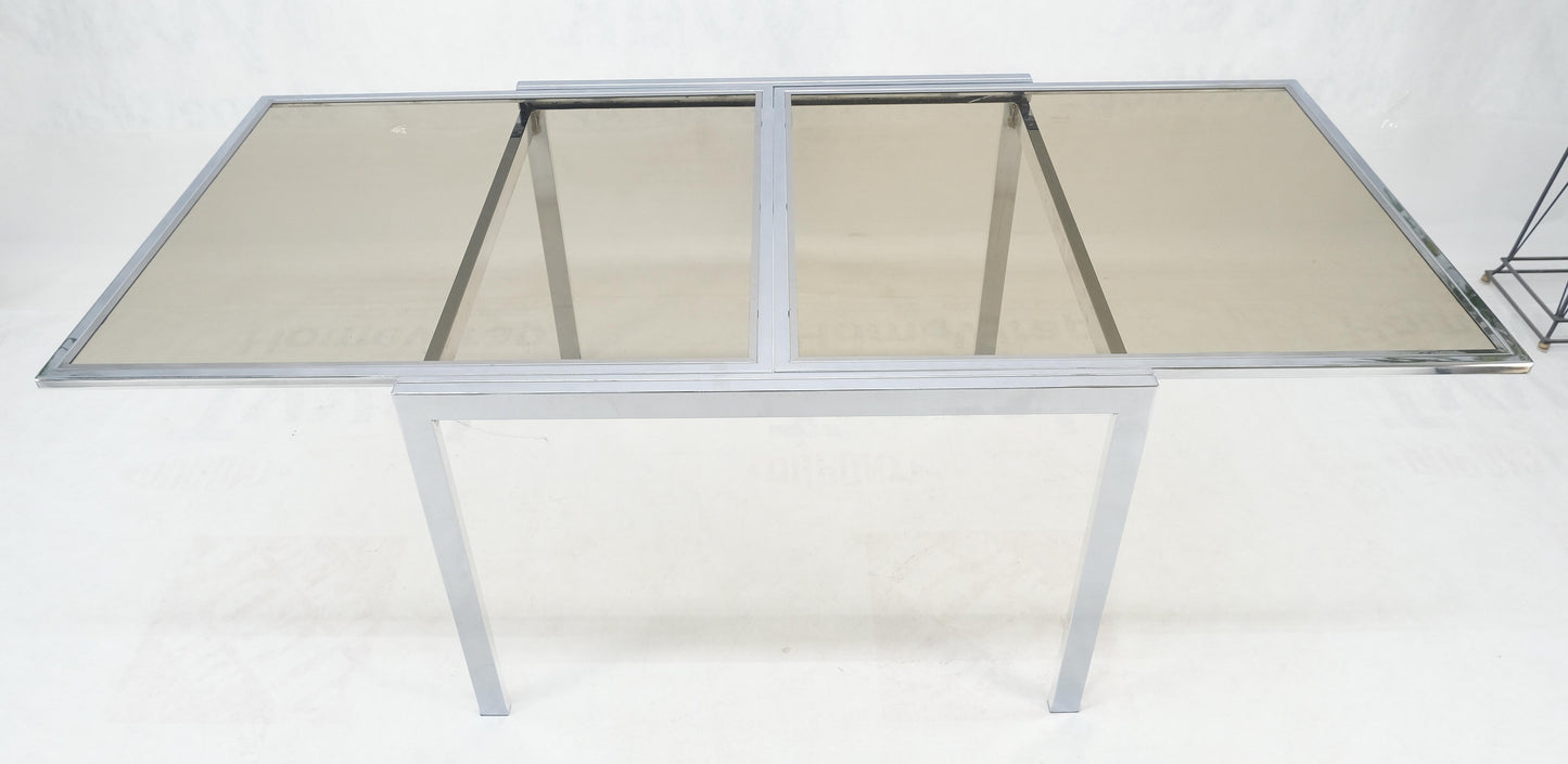 EstablishedLines Flip Top 40" Square Crome Base Smoked Glass Top Dining Table 84" Extended Clean!