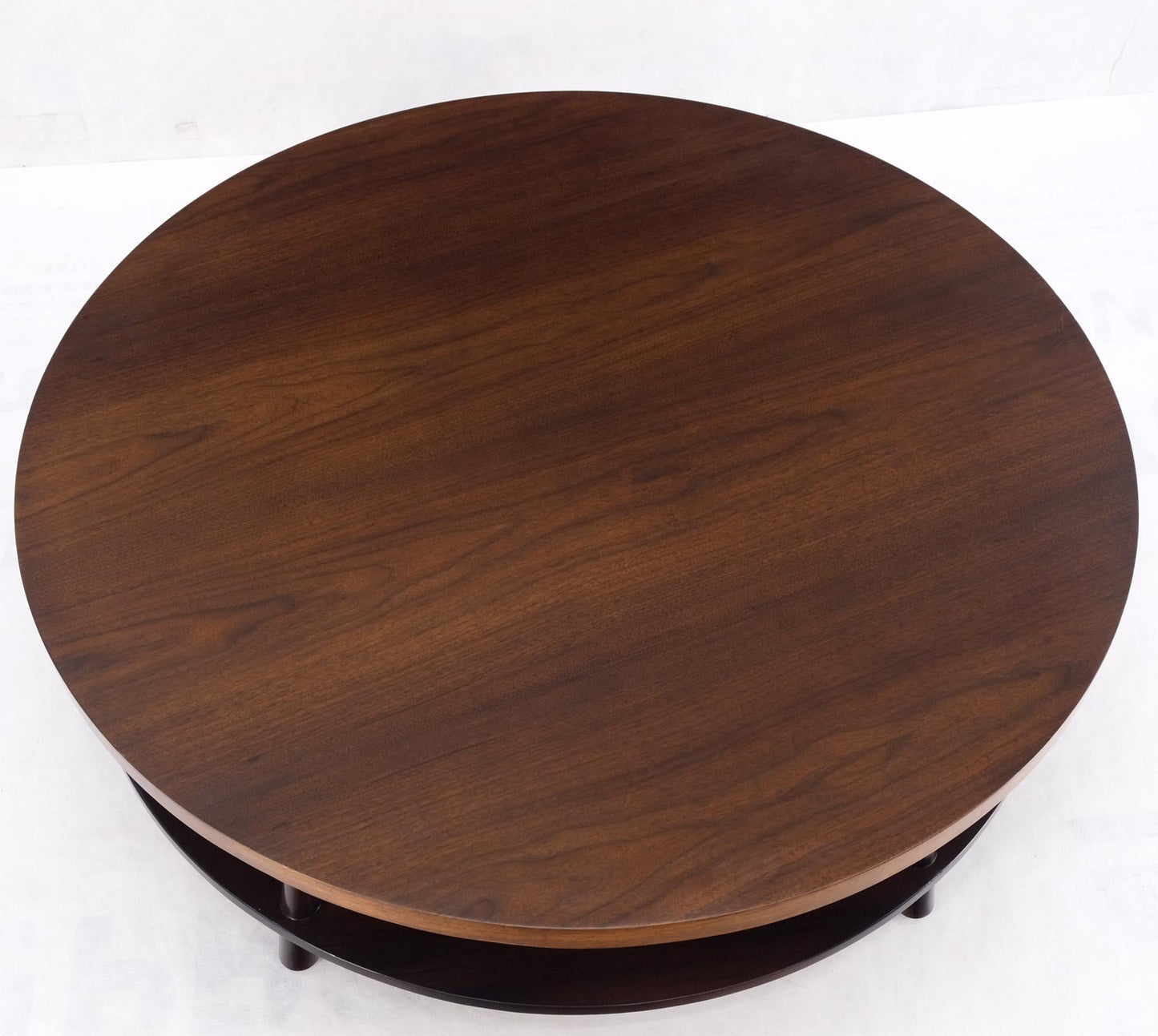 EstablishedLines Gibbings for Widdicomb Mid-Century Modern Round Walnut Coffee Table Tapered Legs